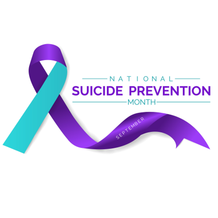 Teal and purple ribbon for National Suicide Prevention Month: September